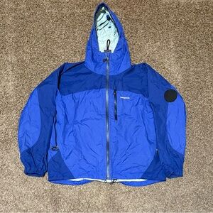 Patagonia Men's Rain Jacket Blue Windbreaker Waterproof Hooded Full Zip Size XL